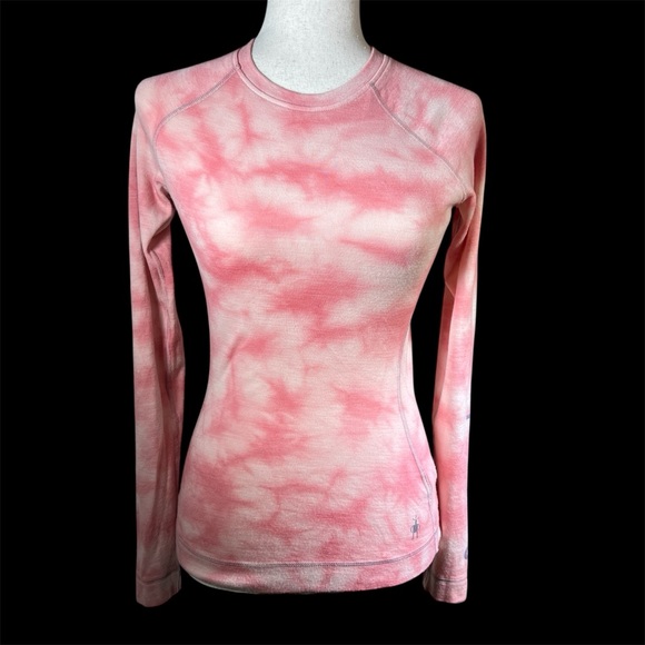 Smartwool Women's Merino Wool Base Layer Top S Plant Based Dye Thermal Logo Pink - Picture 1 of 11